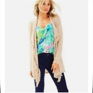 Lilly Pulitzer Lucida Fringe Tassel Cardigan Cream Size Xs